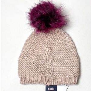 Norla Canada pink wool fleece lined Pom Pom hat